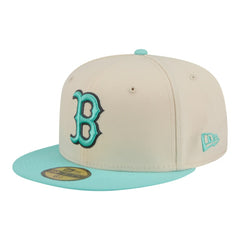 Boston Red Sox Two-Tone Color Pack 59FIFTY Fitted Hat Light Beige/Turquoise | New Era