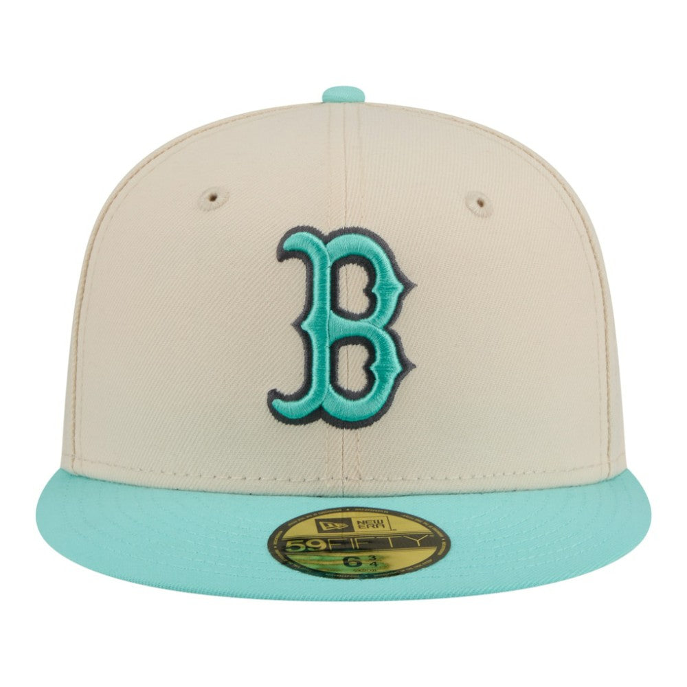 Boston Red Sox Two-Tone Color Pack 59FIFTY Fitted Hat Light Beige/Turquoise | New Era
