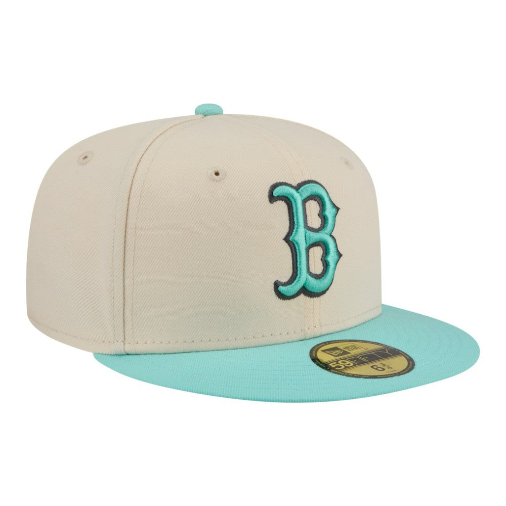 Boston Red Sox Two-Tone Color Pack 59FIFTY Fitted Hat Light Beige/Turquoise | New Era