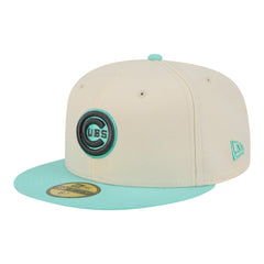 Chicago Cubs Two-Tone Color Pack 59FIFTY Fitted Hat Light Beige/Turquoise | New Era