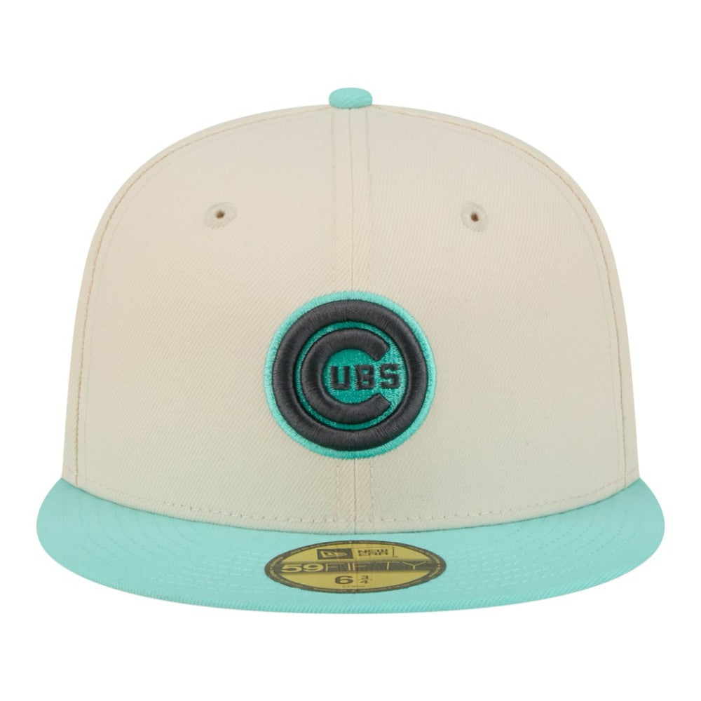 Chicago Cubs Two-Tone Color Pack 59FIFTY Fitted Hat Light Beige/Turquoise | New Era