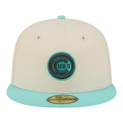 Chicago Cubs Two-Tone Color Pack 59FIFTY Fitted Hat Light Beige/Turquoise | New Era