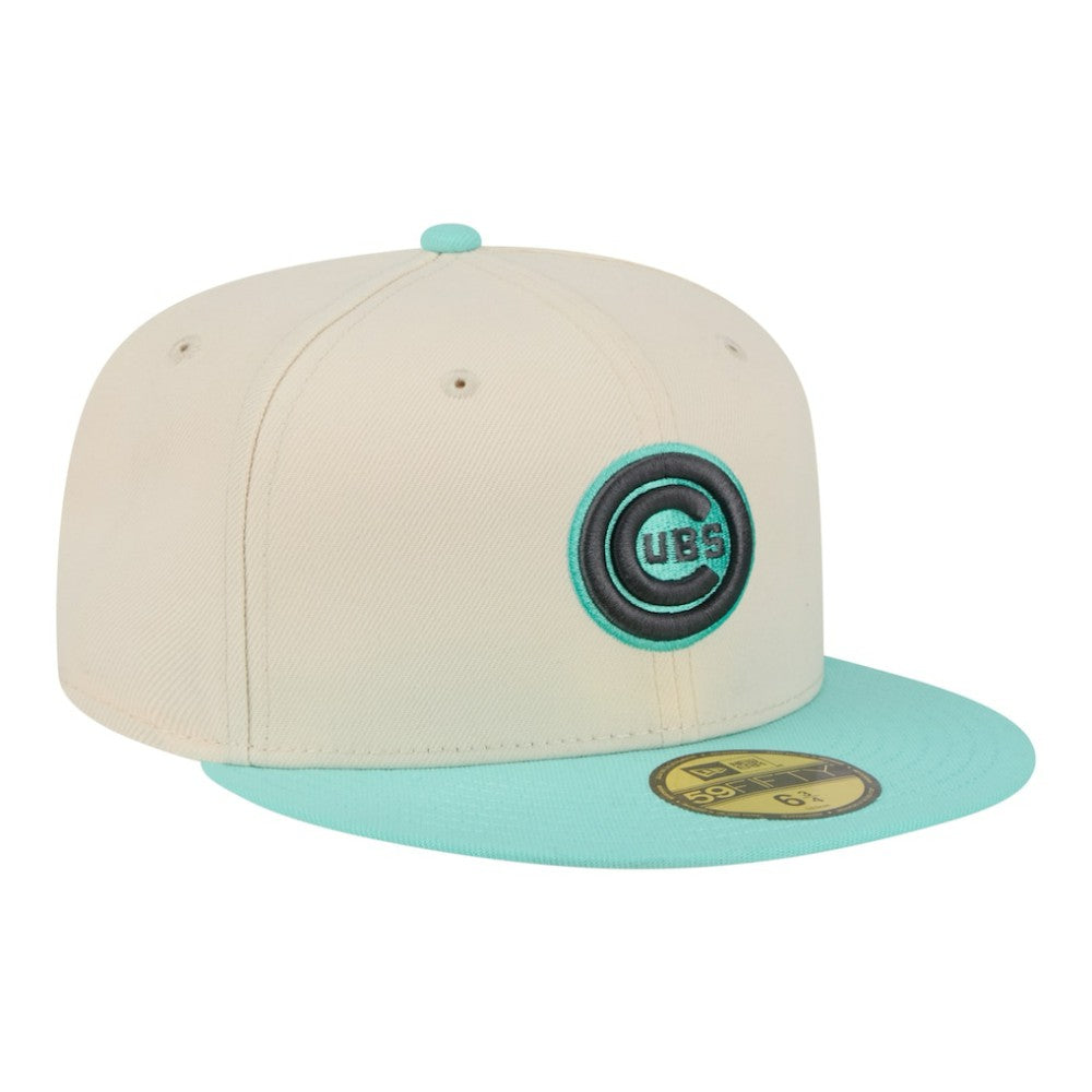 Chicago Cubs Two-Tone Color Pack 59FIFTY Fitted Hat Light Beige/Turquoise | New Era