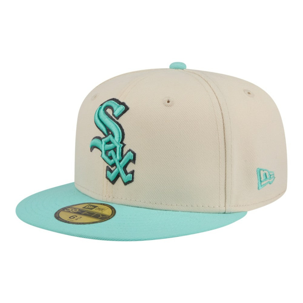 Chicago White Sox Two-Tone Color Pack 59FIFTY Fitted Hat Light Beige/Turquoise | New Era