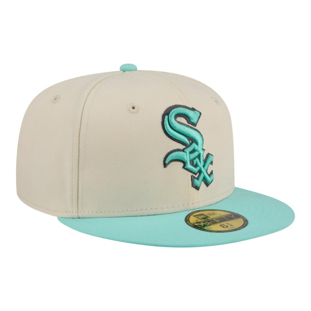 Chicago White Sox Two-Tone Color Pack 59FIFTY Fitted Hat Light Beige/Turquoise | New Era