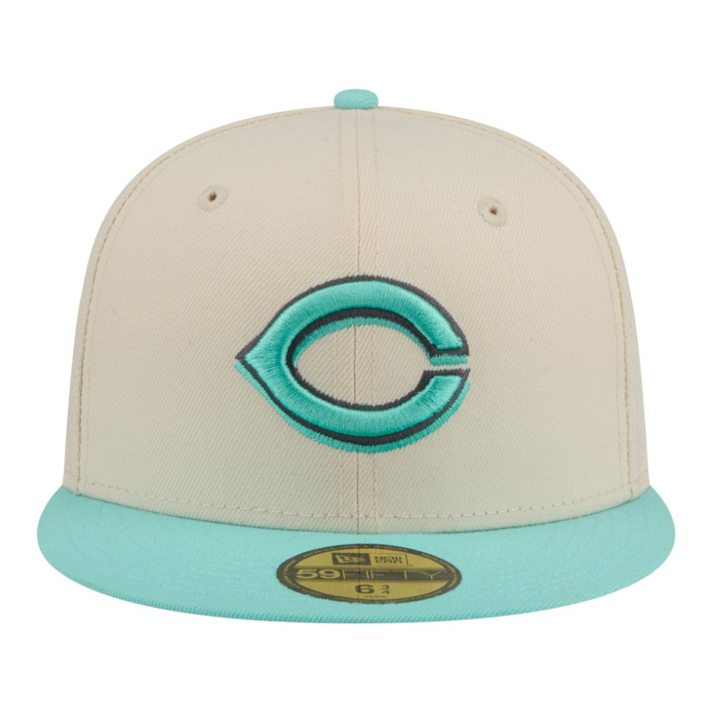 Cincinnati Reds Two-Tone Color Pack 59FIFTY Fitted Hat Light Beige/Turquoise | New Era