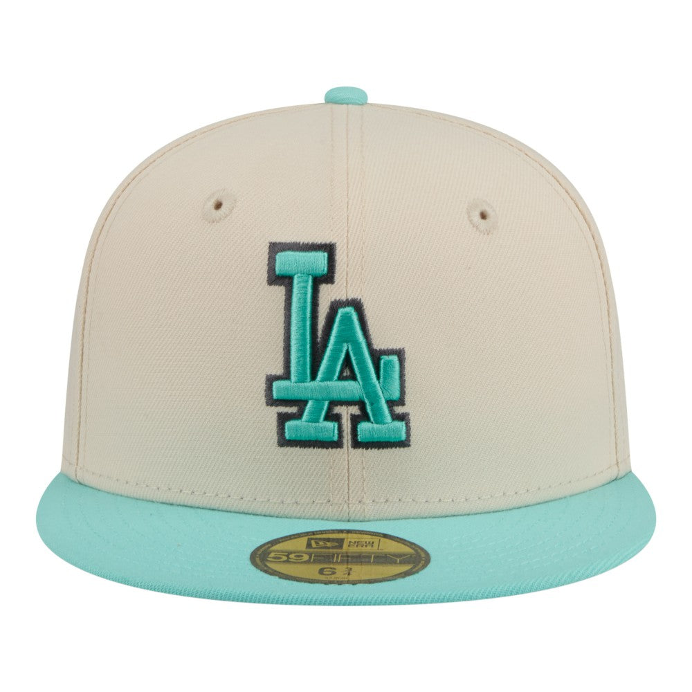 Los Angeles Dodgers Two-Tone Color Pack 59FIFTY Fitted Hat Light Beige/Turquoise | New Era
