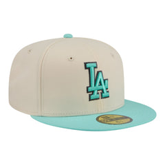 Los Angeles Dodgers Two-Tone Color Pack 59FIFTY Fitted Hat Light Beige/Turquoise | New Era