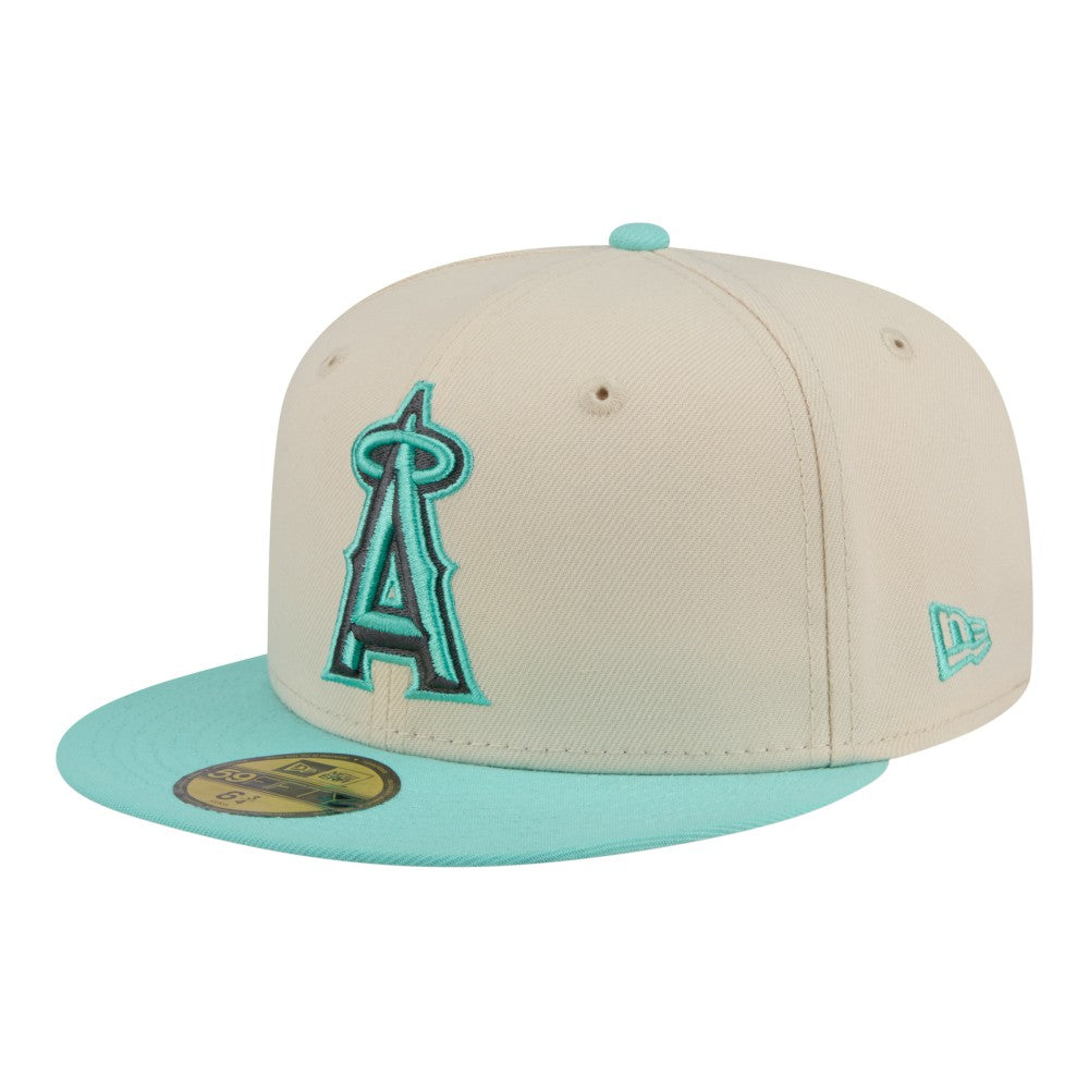 Los Angeles Angels Two-Tone Color Pack 59FIFTY Fitted Hat Light Beige/Turquoise | New Era