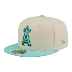Los Angeles Angels Two-Tone Color Pack 59FIFTY Fitted Hat Light Beige/Turquoise | New Era