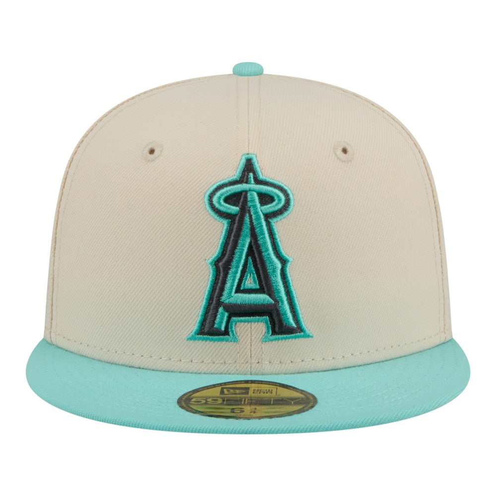 Los Angeles Angels Two-Tone Color Pack 59FIFTY Fitted Hat Light Beige/Turquoise | New Era