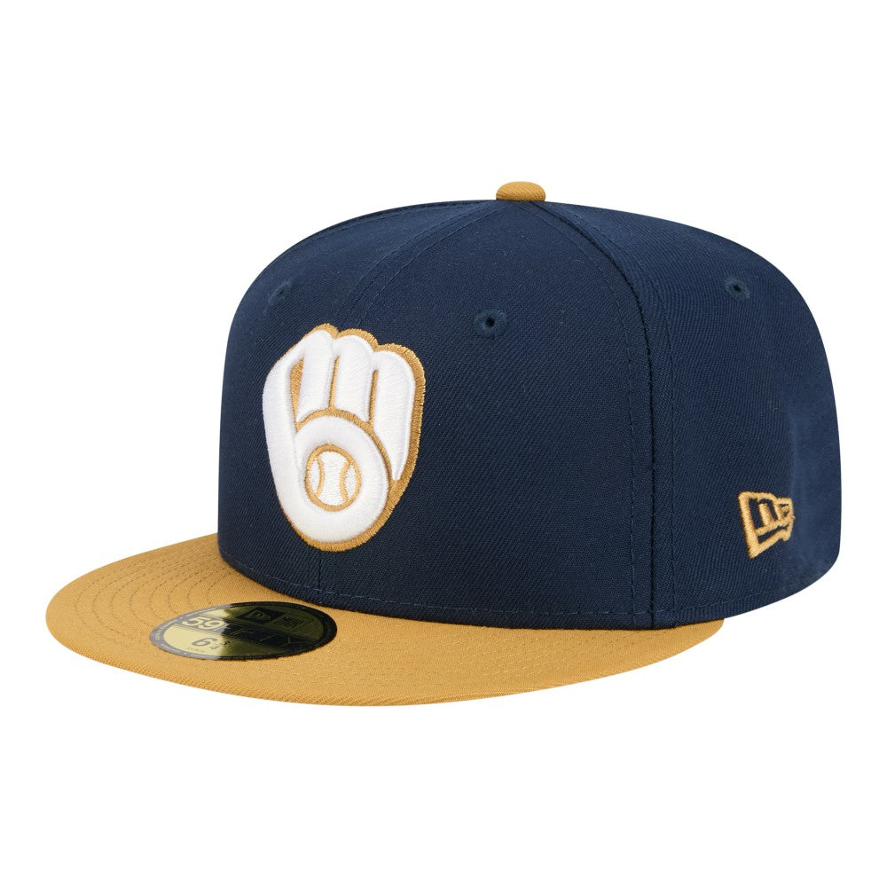 Milwaukee Brewers Two-Tone Color Pack 59FIFTY Fitted Hat Navy/Khaki | New Era