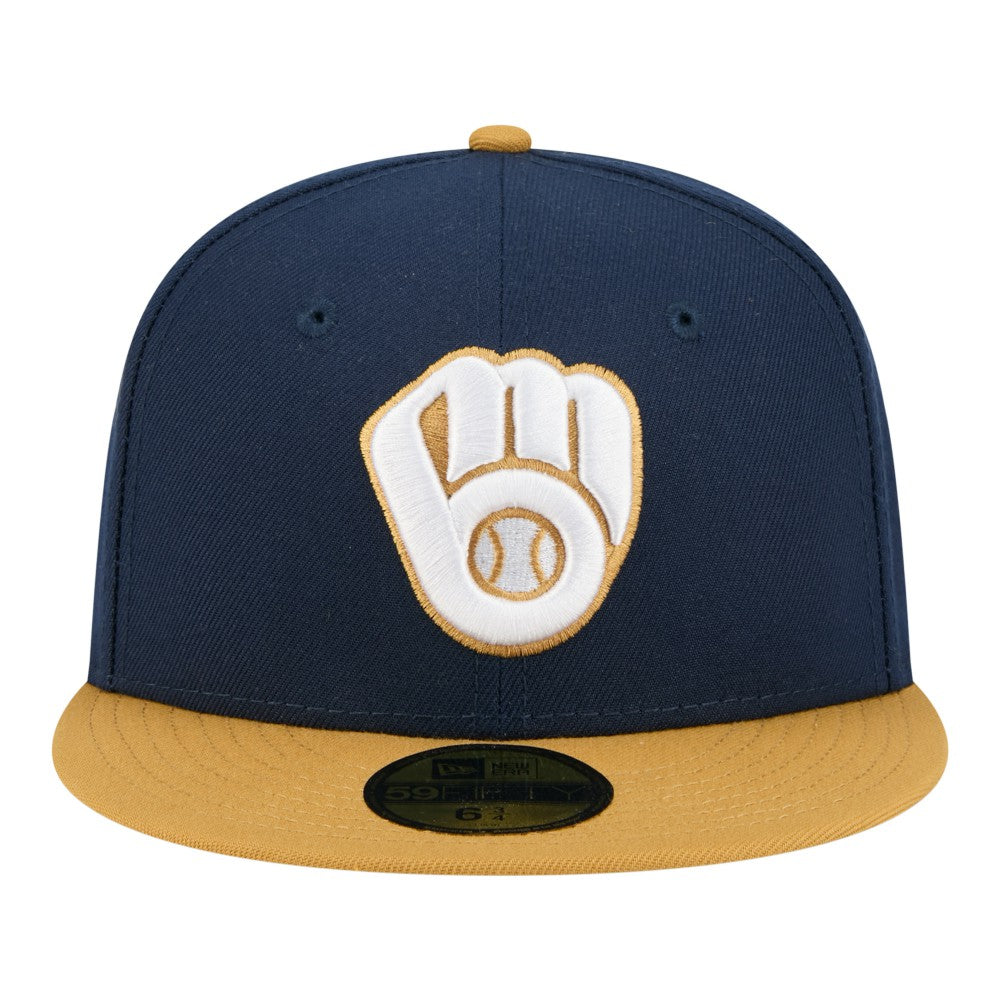 Milwaukee Brewers Two-Tone Color Pack 59FIFTY Fitted Hat Navy/Khaki | New Era