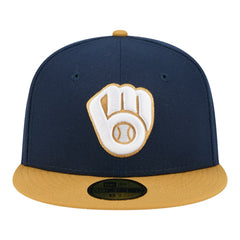 Milwaukee Brewers Two-Tone Color Pack 59FIFTY Fitted Hat Navy/Khaki | New Era