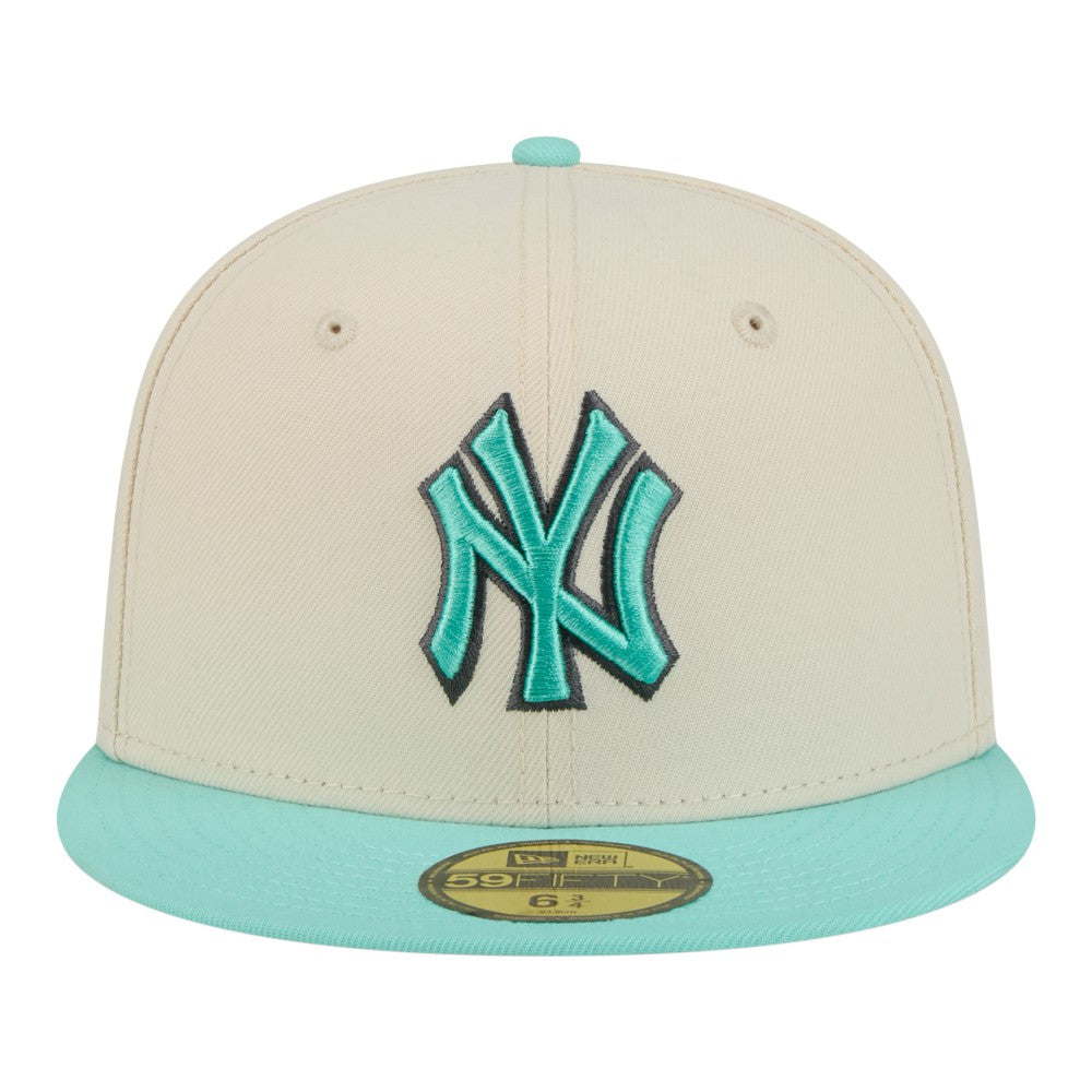 New York Yankees Two-Tone Color Pack 59FIFTY Fitted Hat Light Beige/Turquoise | New Era