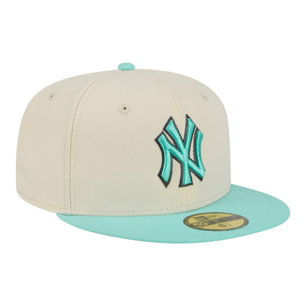 New York Yankees Two-Tone Color Pack 59FIFTY Fitted Hat Light Beige/Turquoise | New Era