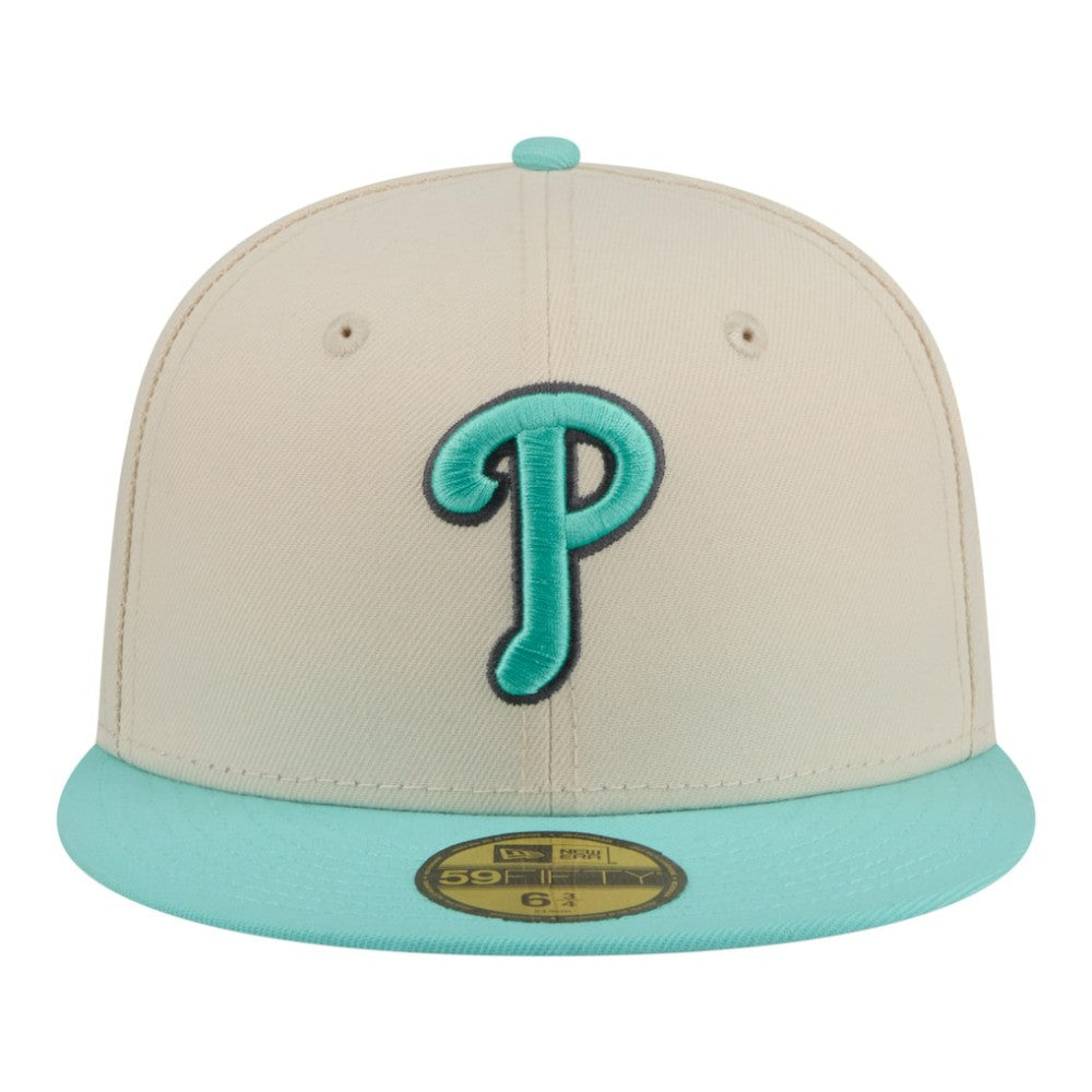 Philadelphia Phillies Two-Tone Color Pack 59FIFTY Fitted Hat Light Beige/Turquoise | New Era