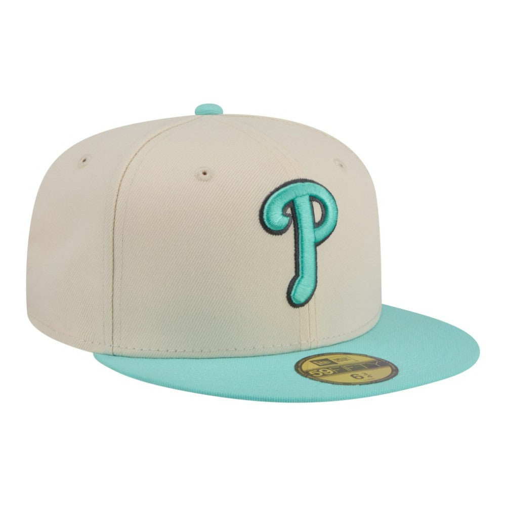 Philadelphia Phillies Two-Tone Color Pack 59FIFTY Fitted Hat Light Beige/Turquoise | New Era