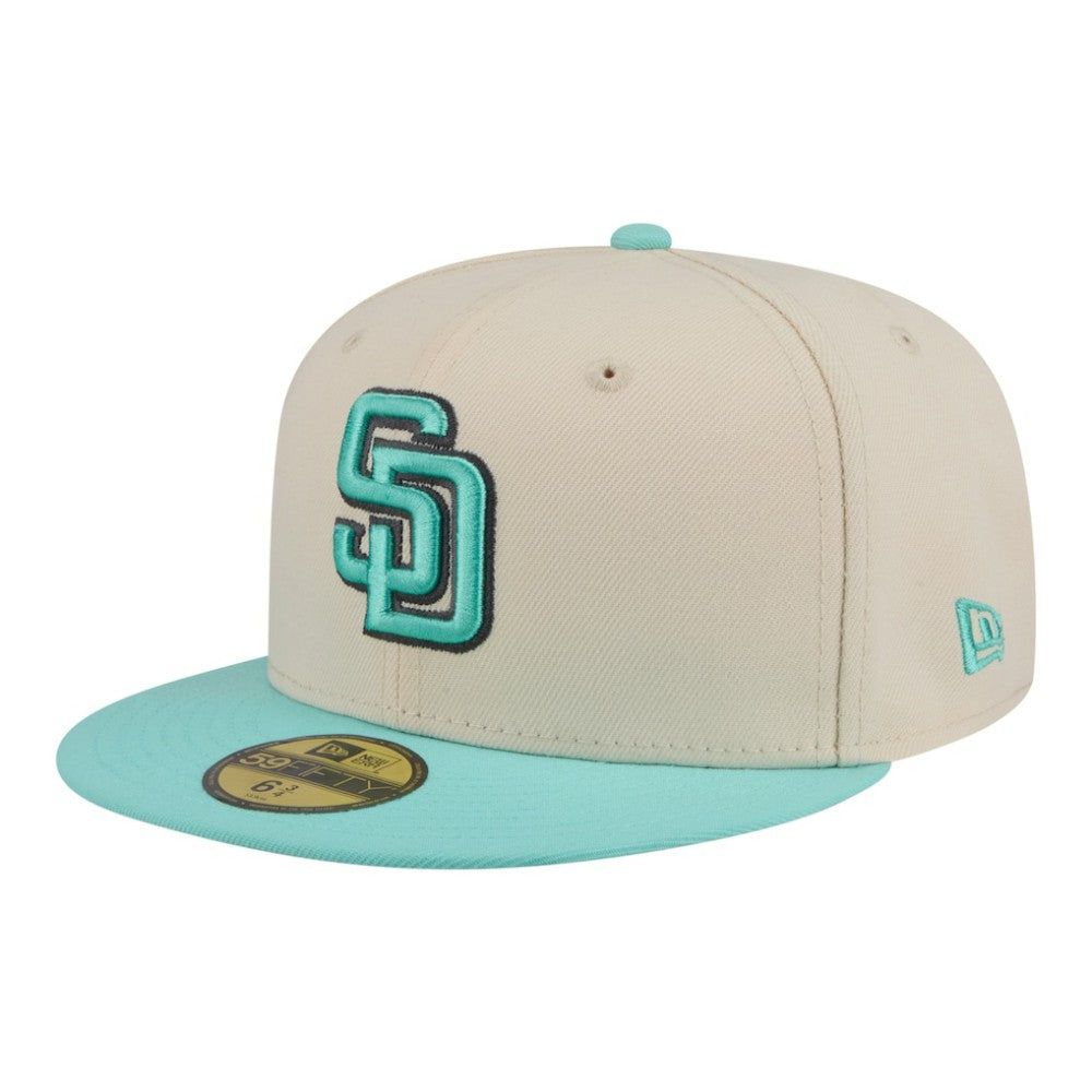 San Diego Padres Two-Tone Color Pack 59FIFTY Fitted Hat Light Beige/Turquoise | New Era