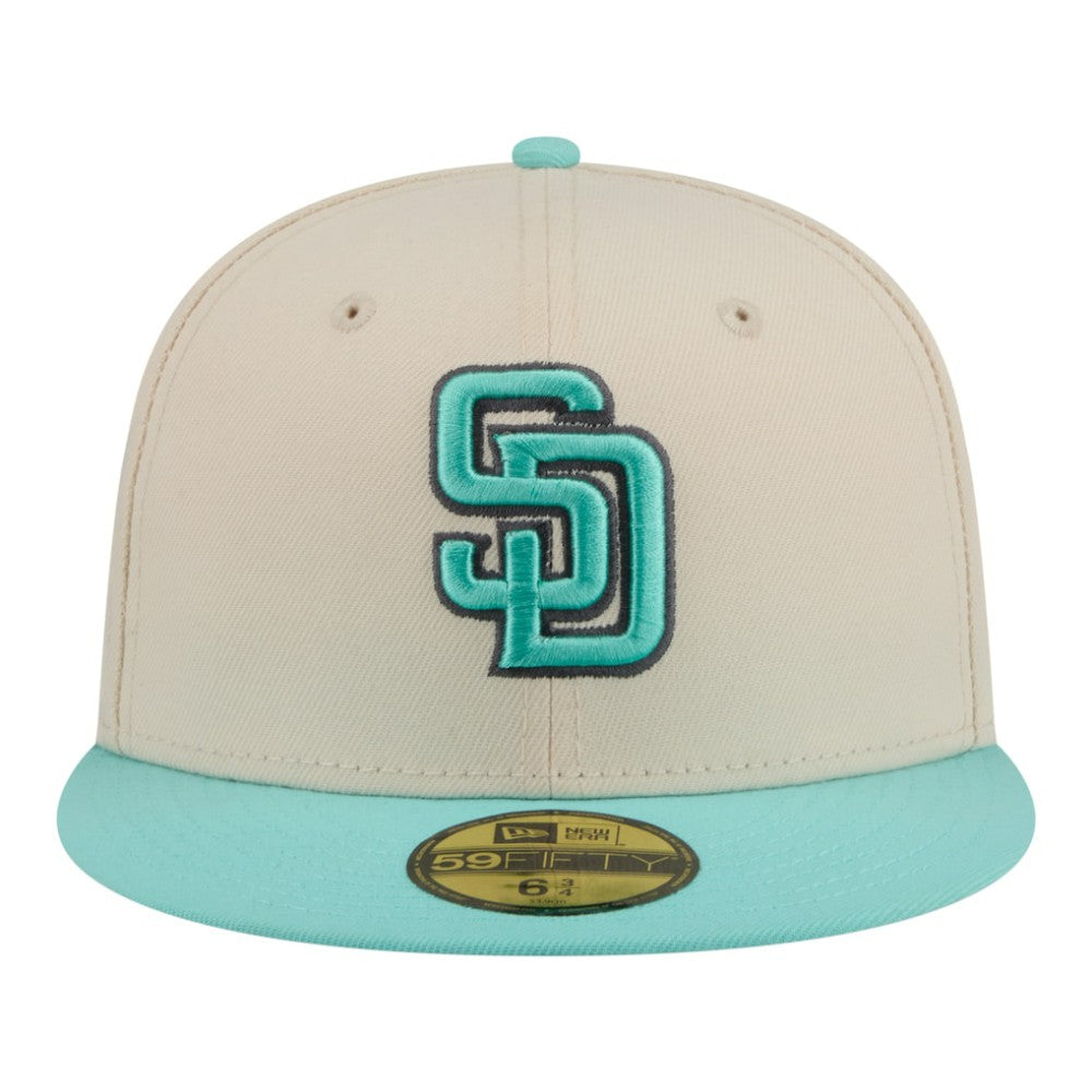 San Diego Padres Two-Tone Color Pack 59FIFTY Fitted Hat Light Beige/Turquoise | New Era