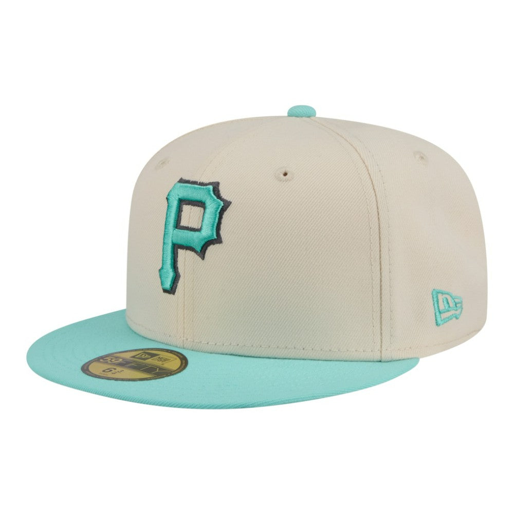 Pittsburgh Pirates Two-Tone Color Pack 59FIFTY Fitted Hat Light Beige/Turquoise | New Era