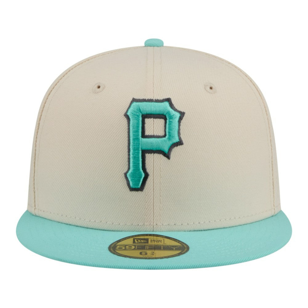 Pittsburgh Pirates Two-Tone Color Pack 59FIFTY Fitted Hat Light Beige/Turquoise | New Era