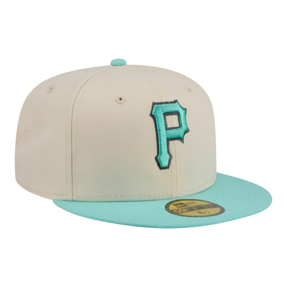 Pittsburgh Pirates Two-Tone Color Pack 59FIFTY Fitted Hat Light Beige/Turquoise | New Era