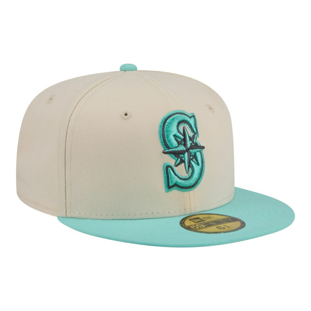 Seattle Mariners Two-Tone Color Pack 59FIFTY Fitted Hat Light Beige/Turquoise | New Era