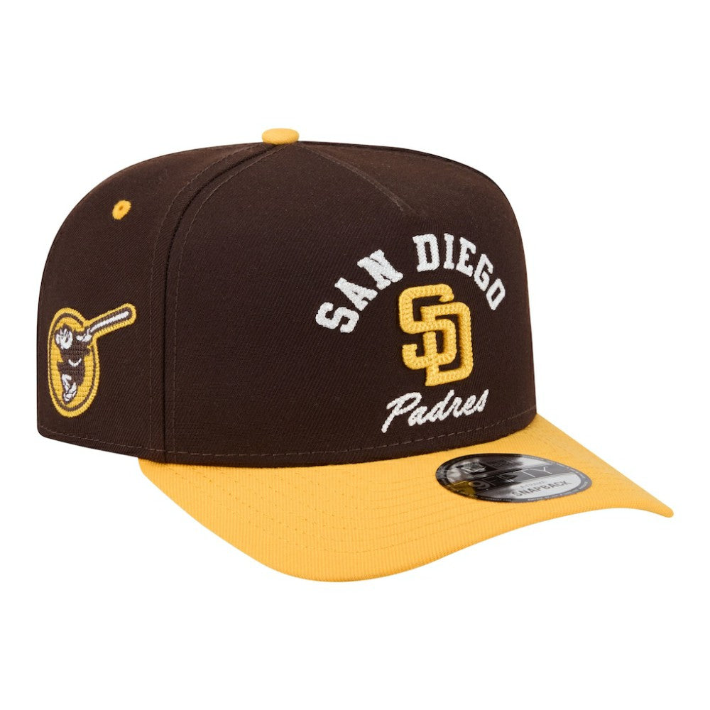 San Diego Padres Arched A-Frame 9FIFTY Adjustable Hat Brown/Gold | New Era