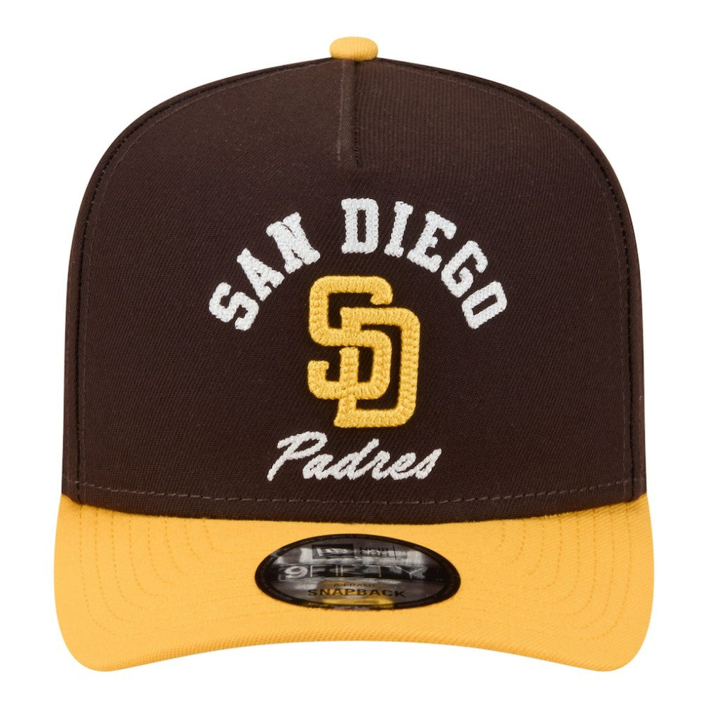 San Diego Padres Arched A-Frame 9FIFTY Adjustable Hat Brown/Gold | New Era
