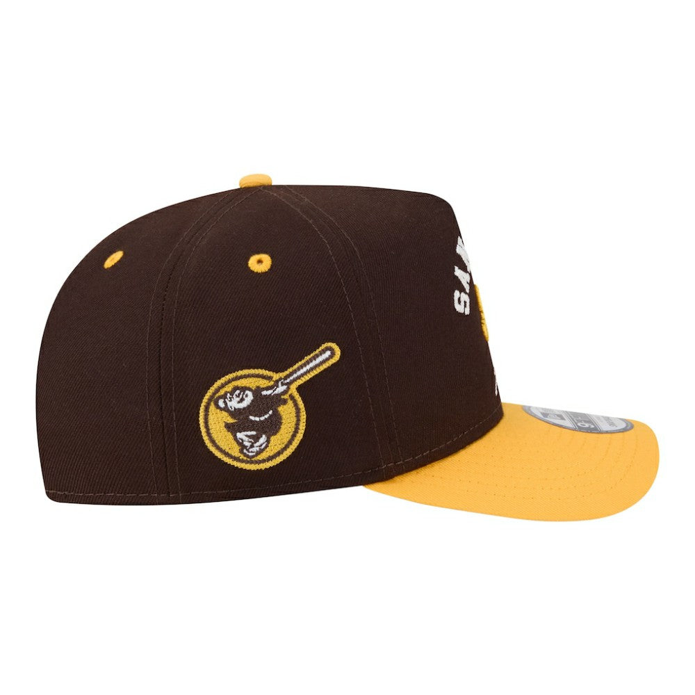 San Diego Padres Arched A-Frame 9FIFTY Adjustable Hat Brown/Gold | New Era
