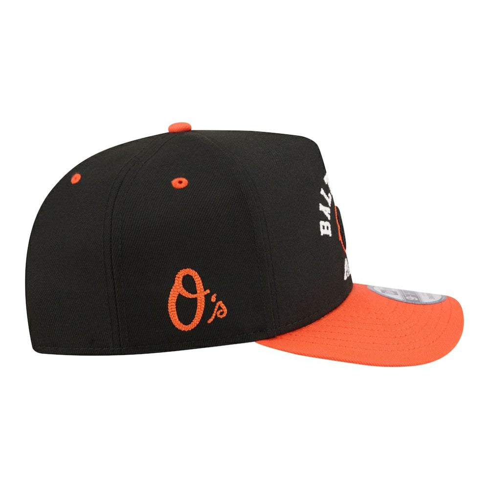 Baltimore Orioles Arched A-Frame 9FIFTY Adjustable Hat Black/Orange | New Era