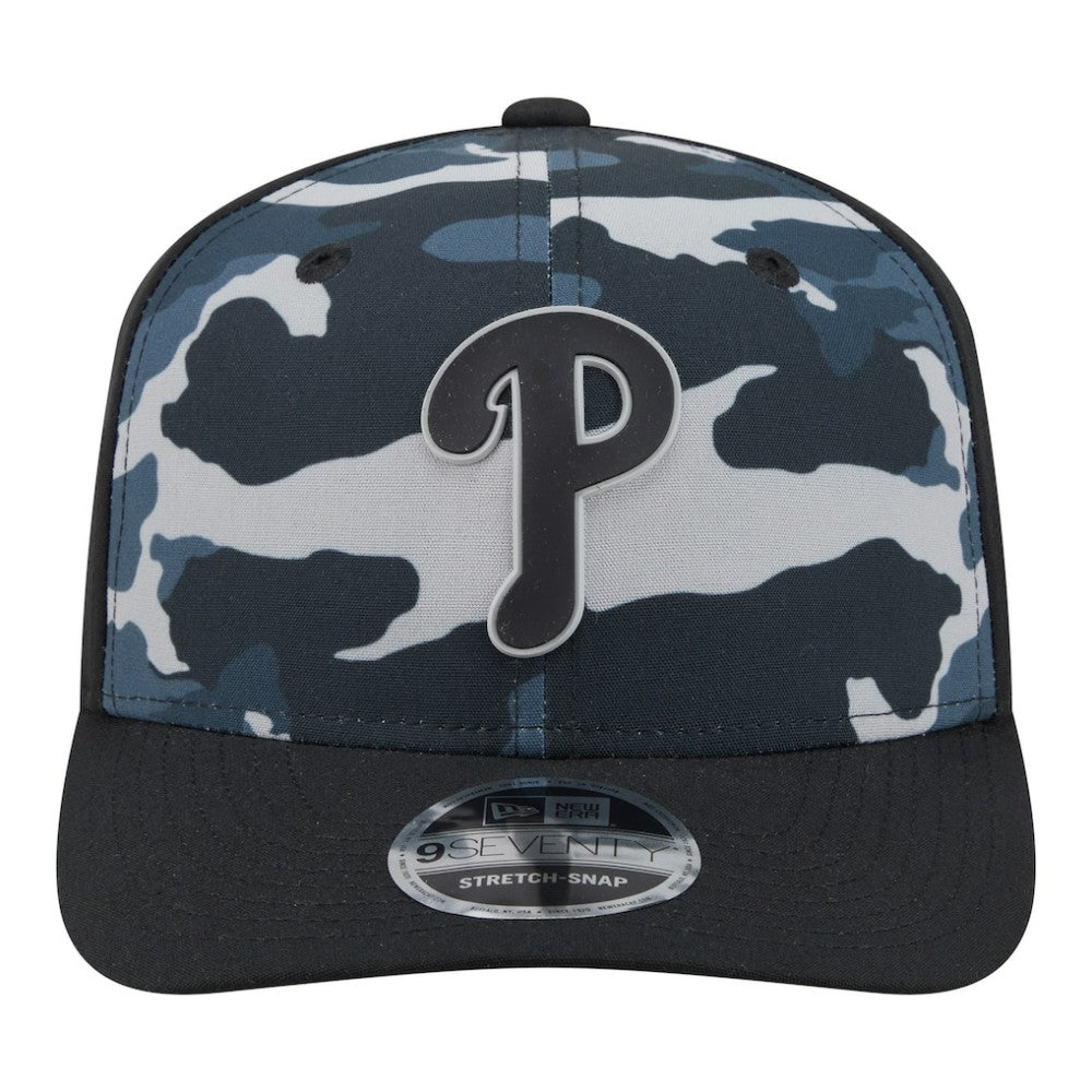 Philadelphia Phillies Tonal Camo 9SEVENTY Stretch-Snap Hat Black | New Era