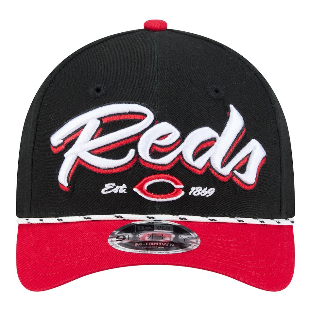 Cincinnati Reds Team Loyal 9FORTY M-Crown Adjustable Hat Black/Red | New Era