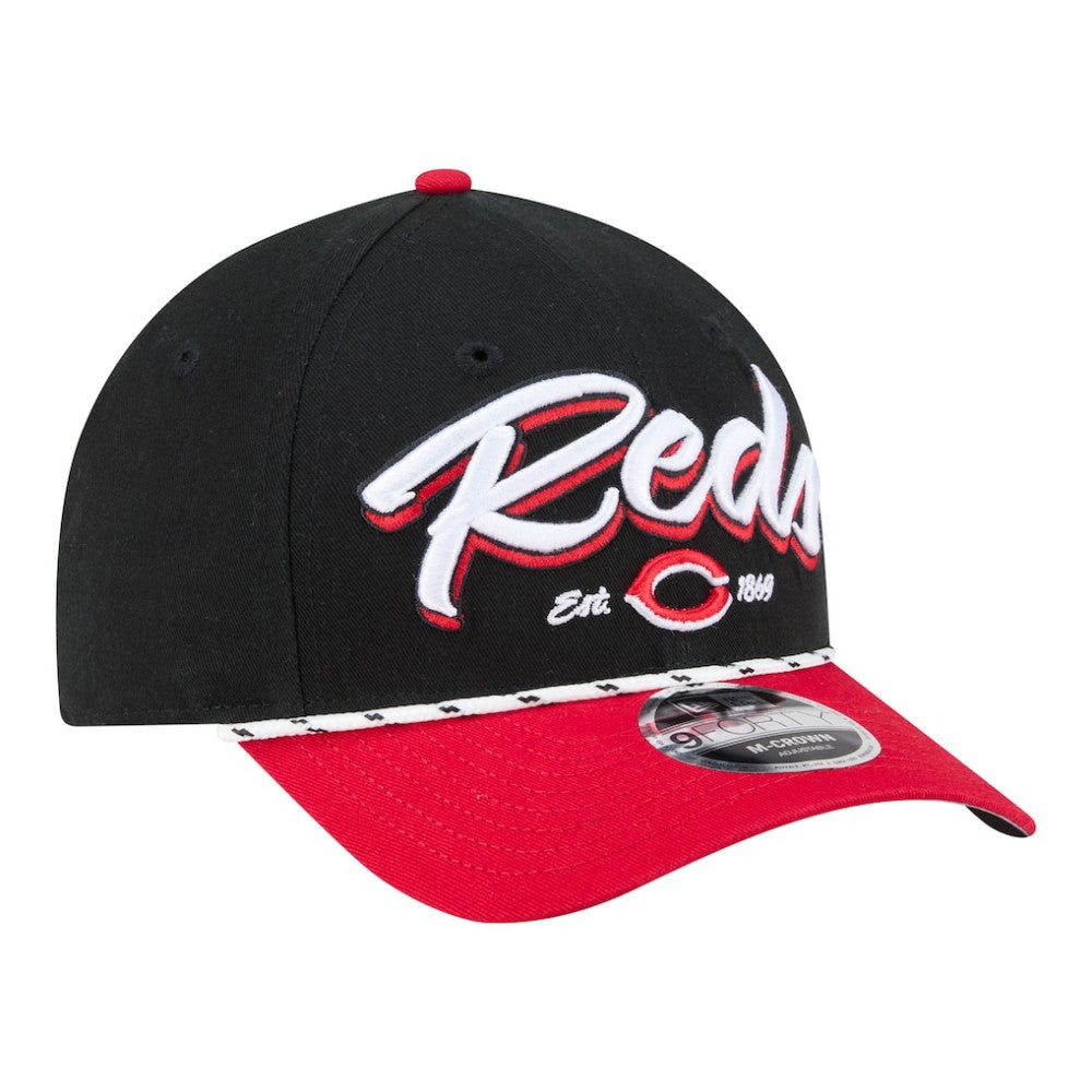 Cincinnati Reds Team Loyal 9FORTY M-Crown Adjustable Hat Black/Red | New Era