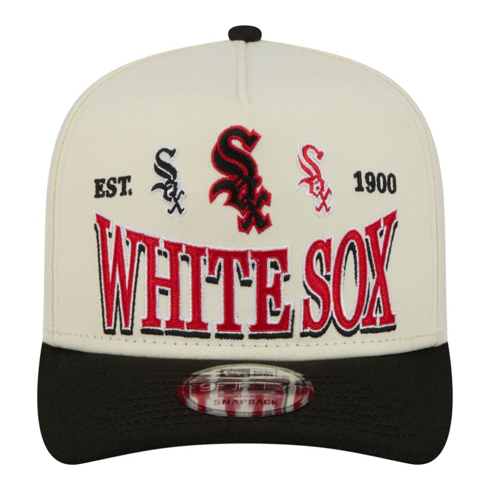Chicago White Sox Throwback Tri-Hit A-Frame 9FIFTY Adjustable Hat Cream | New Era