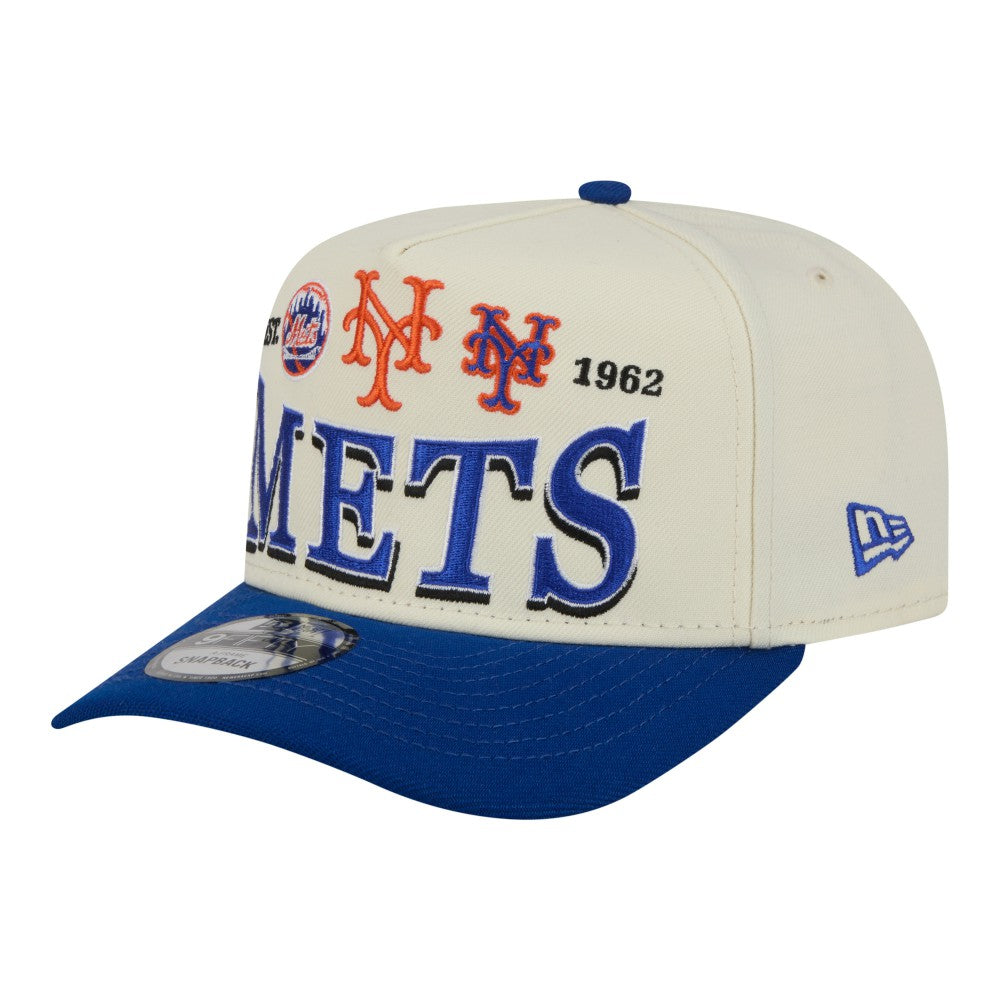 New York Mets Throwback Tri-Hit A-Frame 9FIFTY Adjustable Hat Cream | New Era