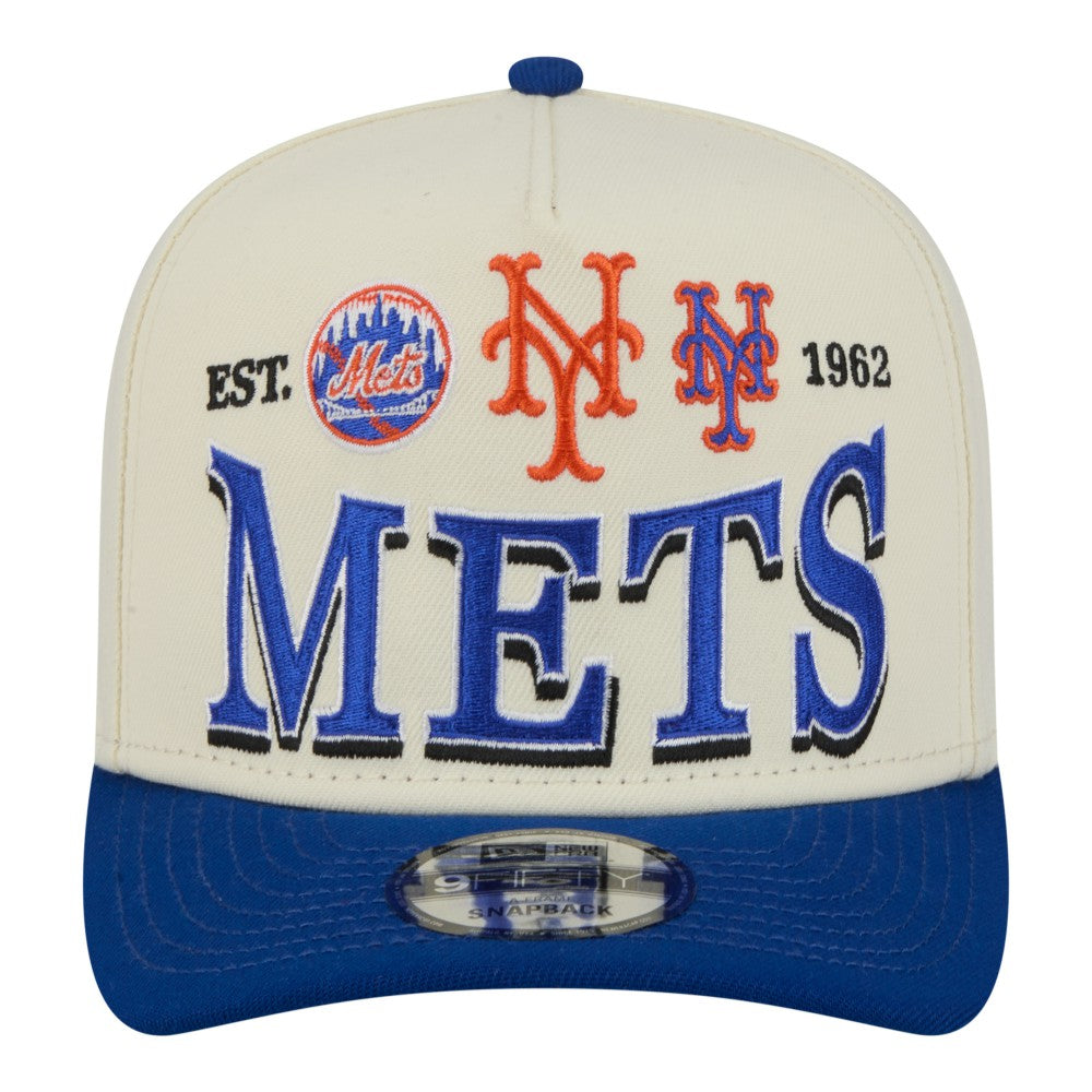 New York Mets Throwback Tri-Hit A-Frame 9FIFTY Adjustable Hat Cream | New Era