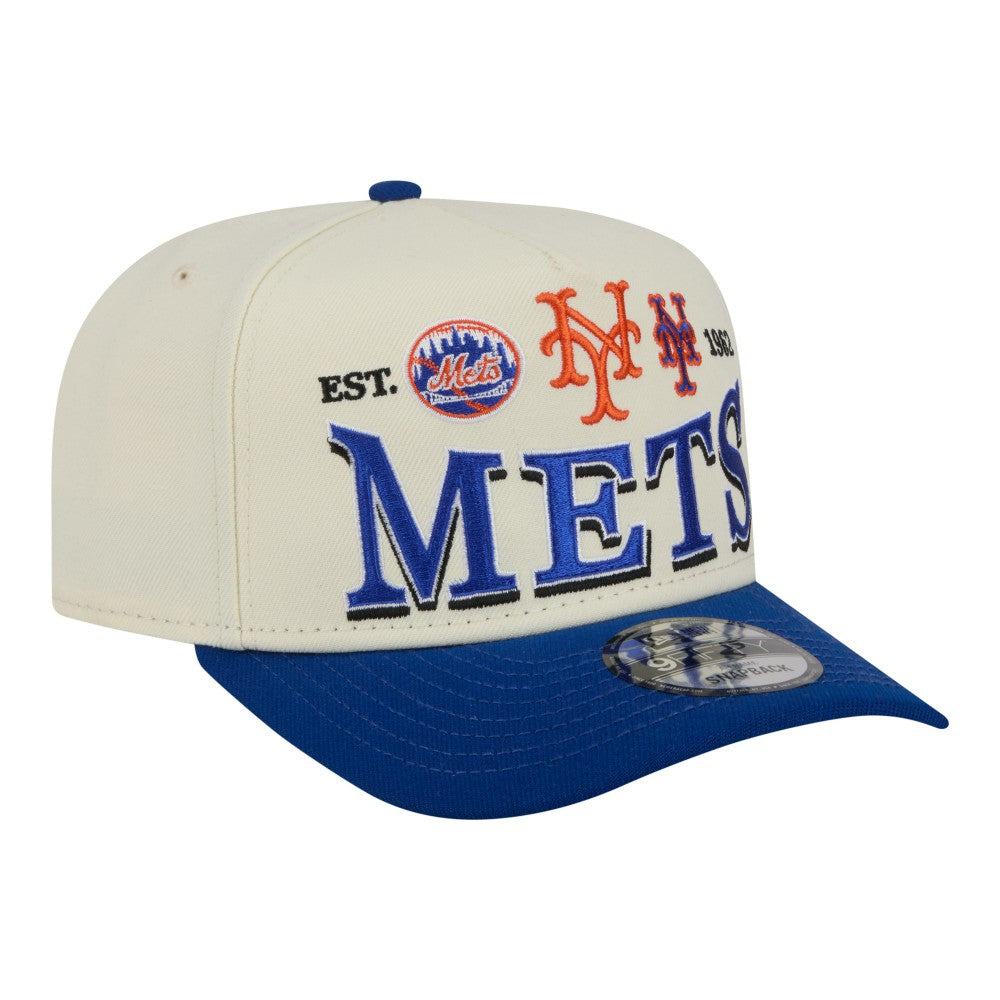 New York Mets Throwback Tri-Hit A-Frame 9FIFTY Adjustable Hat Cream | New Era