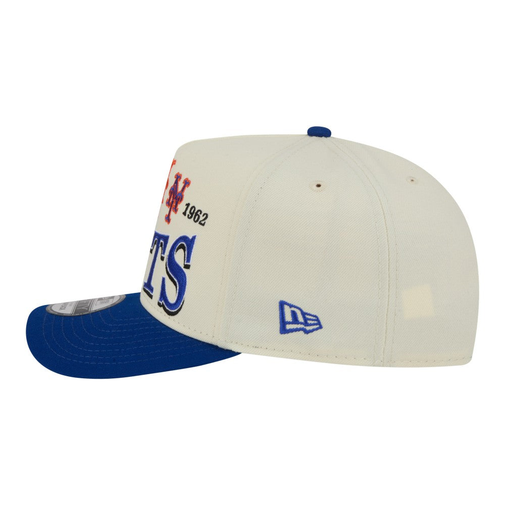 New York Mets Throwback Tri-Hit A-Frame 9FIFTY Adjustable Hat Cream | New Era