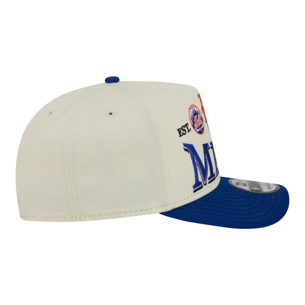 New York Mets Throwback Tri-Hit A-Frame 9FIFTY Adjustable Hat Cream | New Era