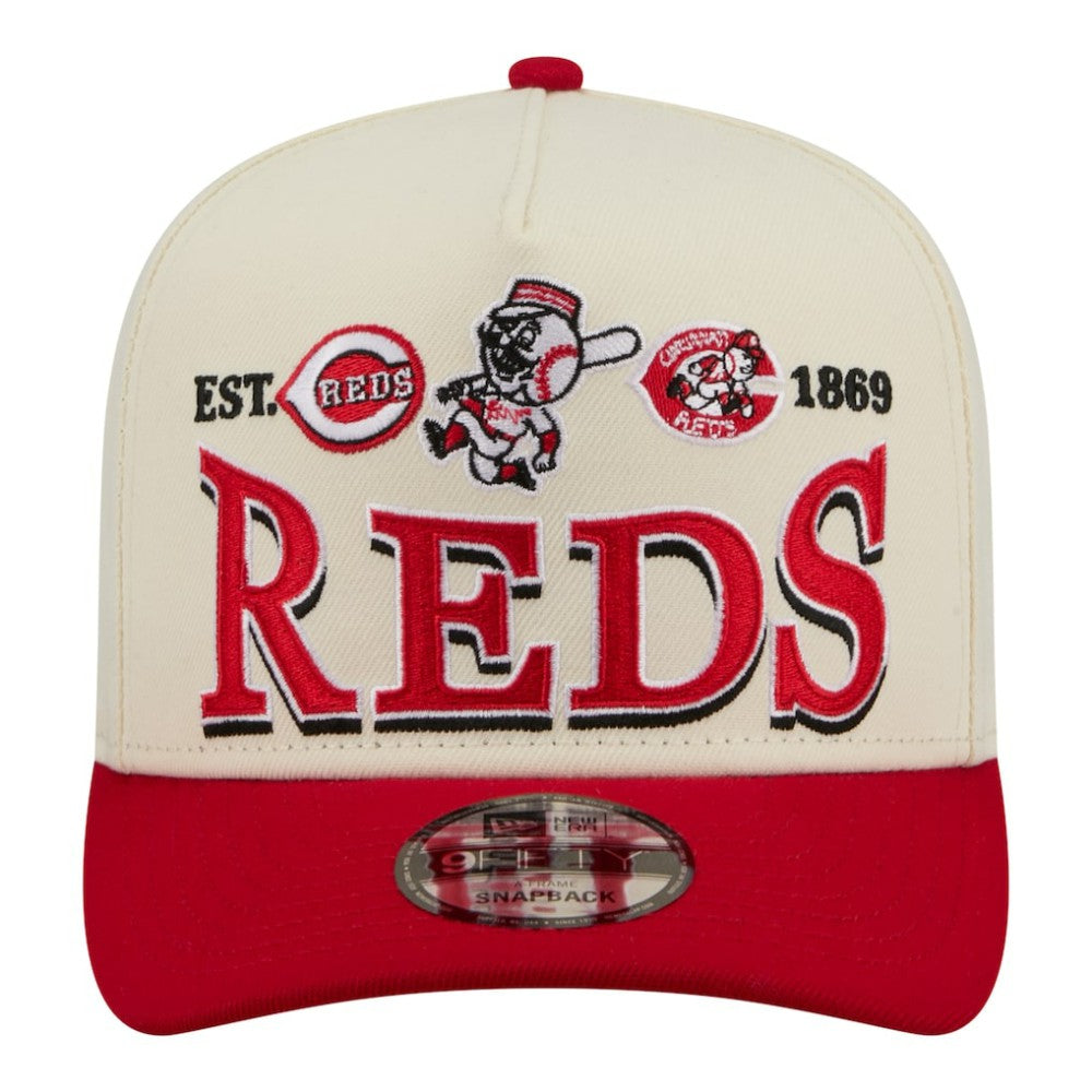 Cincinnati Reds Throwback Tri-Hit A-Frame 9FIFTY Adjustable Hat Cream | New Era