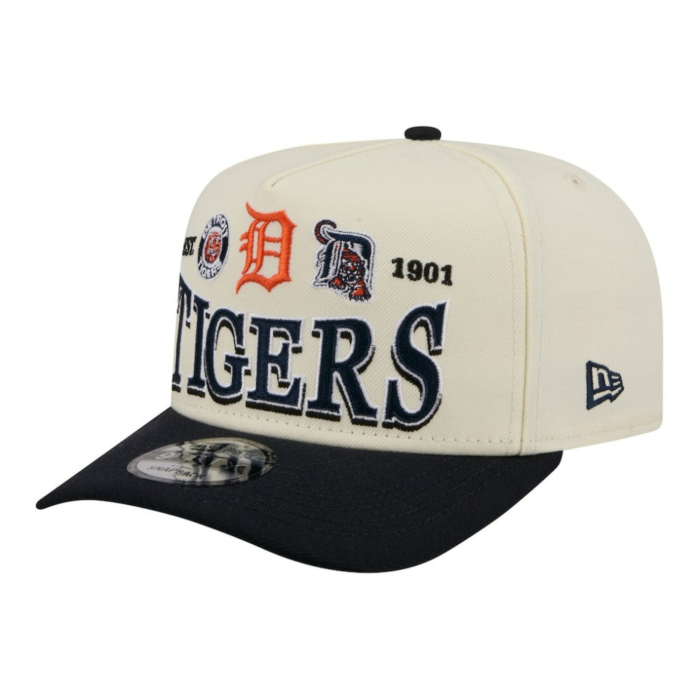 Detroit Tigers Throwback Tri-Hit A-Frame 9FIFTY Adjustable Hat Cream | New Era