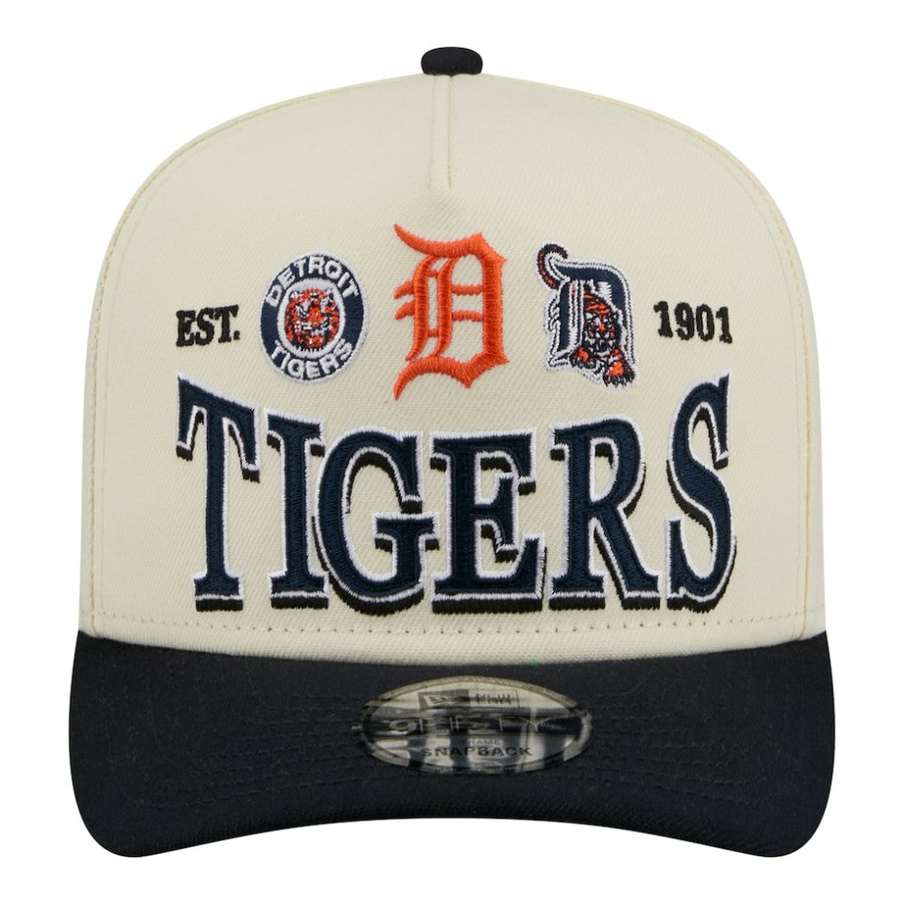 Detroit Tigers Throwback Tri-Hit A-Frame 9FIFTY Adjustable Hat Cream | New Era