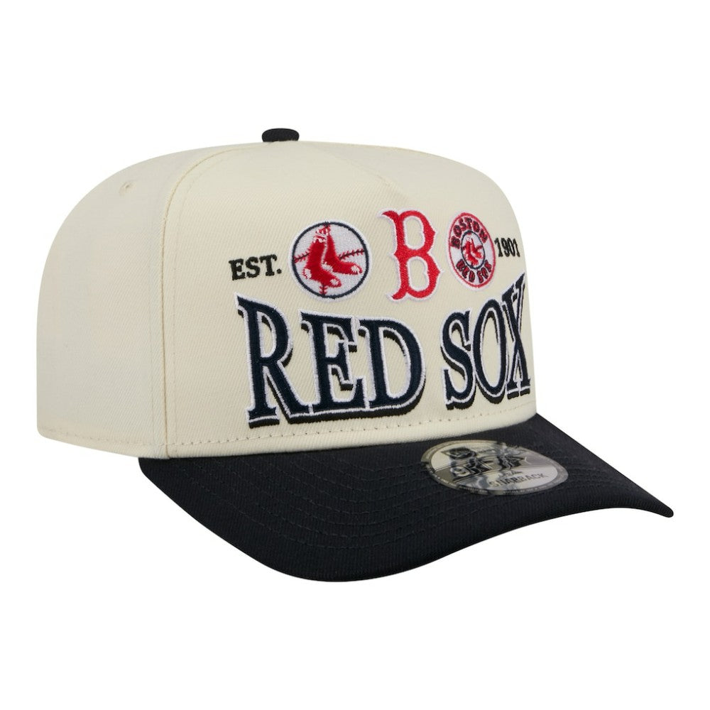 Boston Red Sox Throwback Tri-Hit A-Frame 9FIFTY Adjustable Hat Cream | New Era