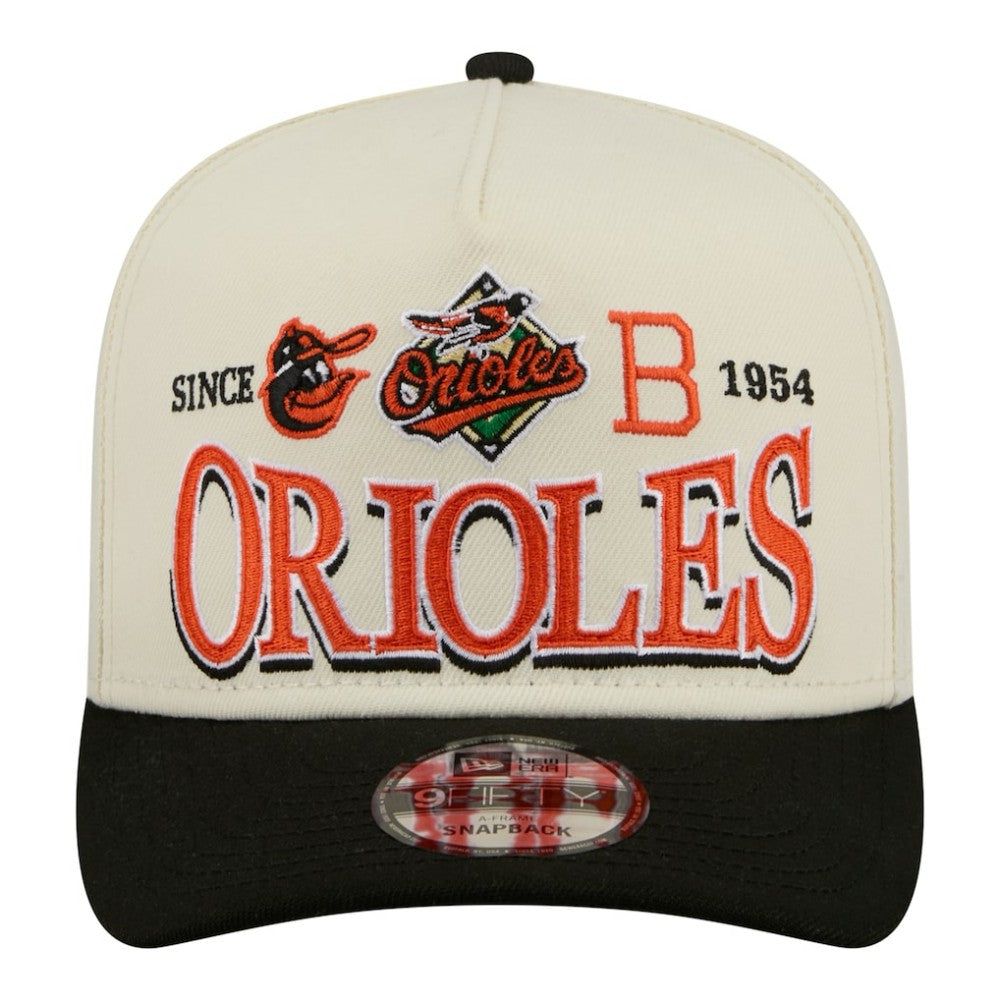 Baltimore Orioles Throwback Tri-Hit A-Frame 9FIFTY Adjustable Hat Cream | New Era