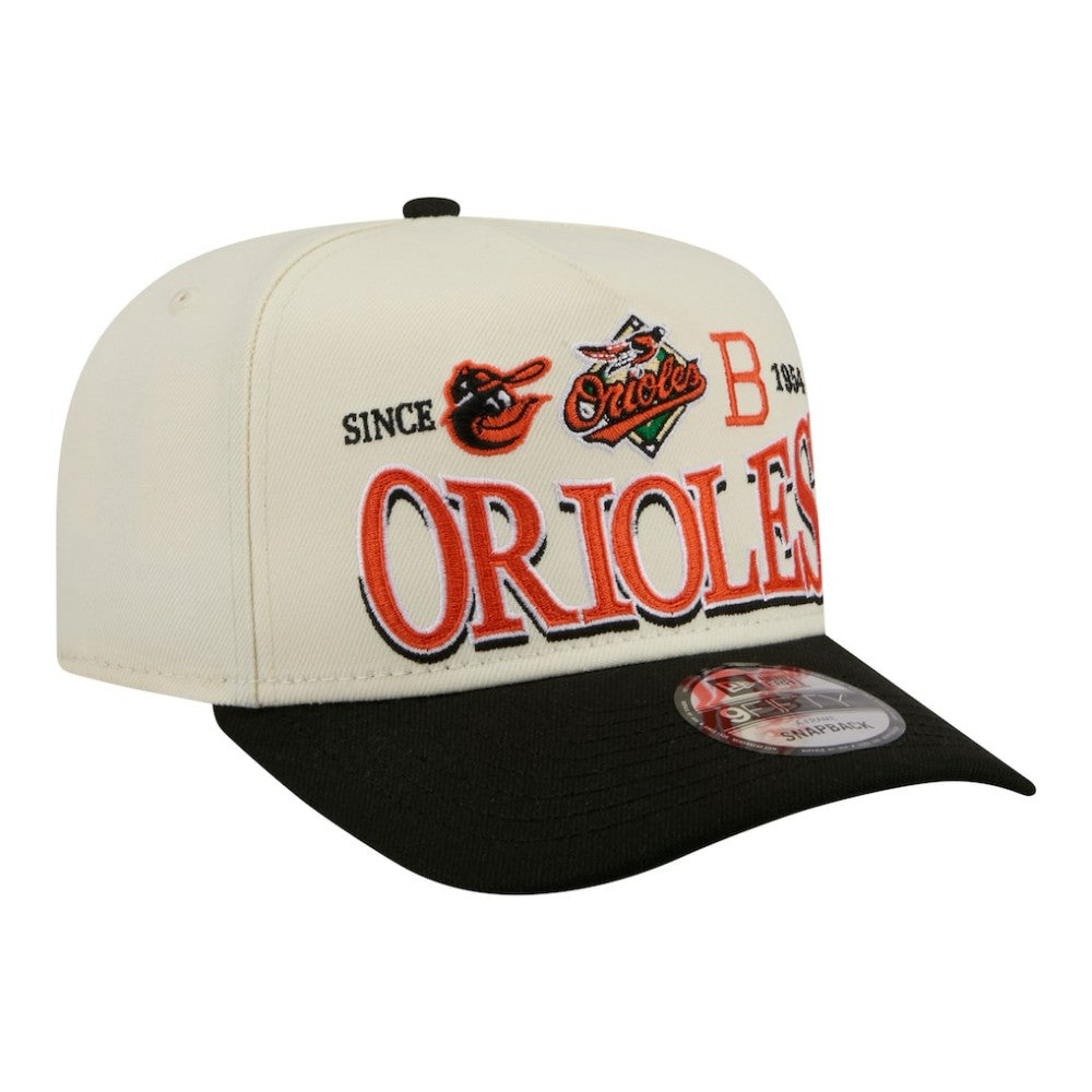 Baltimore Orioles Throwback Tri-Hit A-Frame 9FIFTY Adjustable Hat Cream | New Era