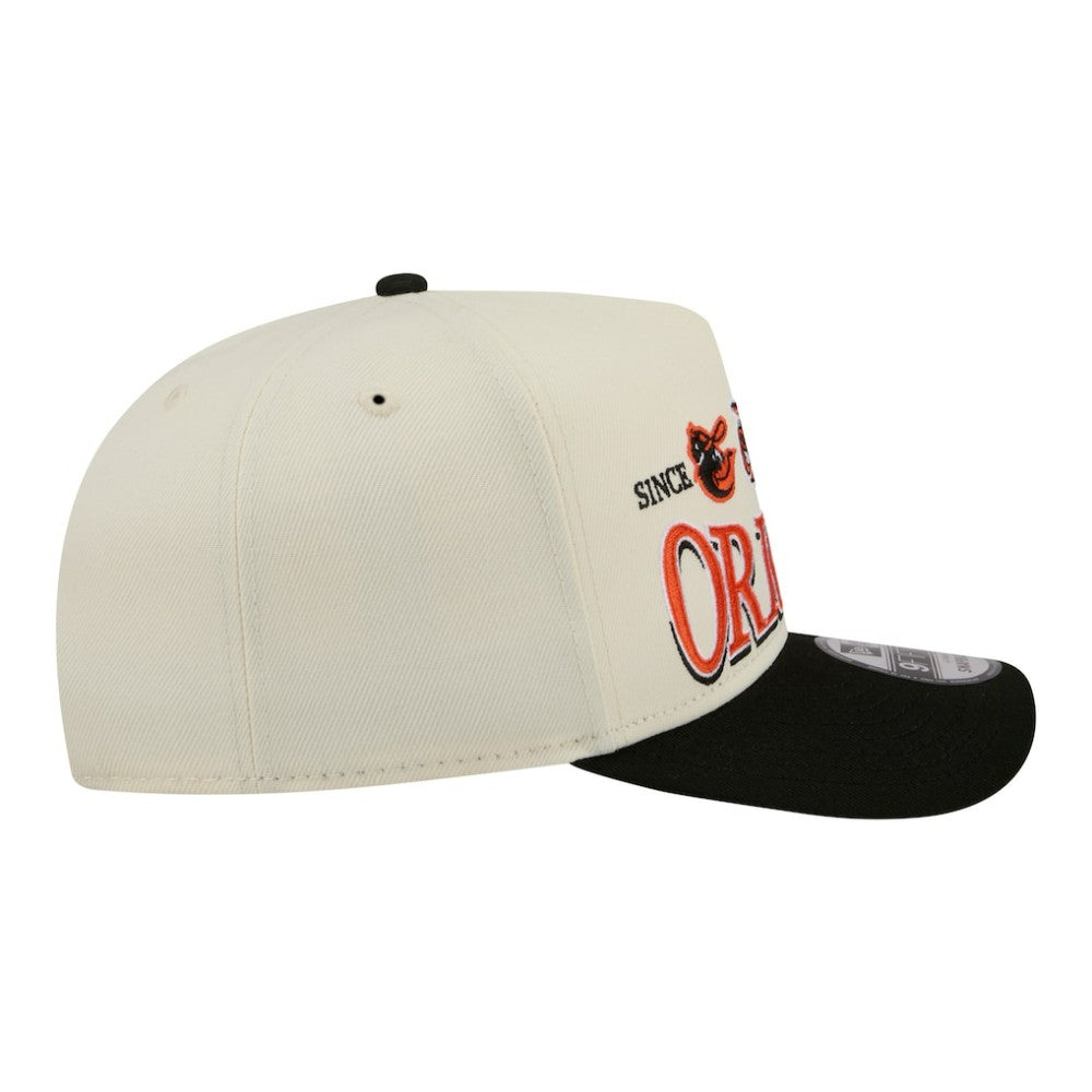Baltimore Orioles Throwback Tri-Hit A-Frame 9FIFTY Adjustable Hat Cream | New Era