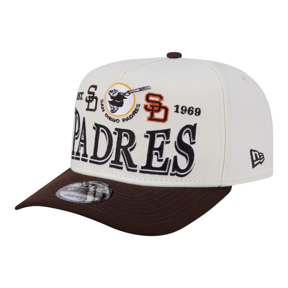 San Diego Padres Throwback Tri-Hit A-Frame 9FIFTY Adjustable Hat Cream | New Era