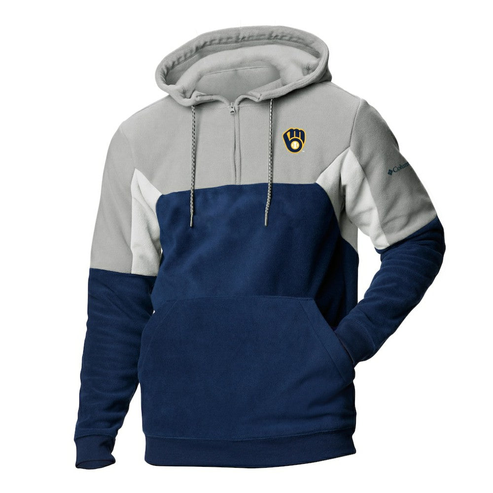 Milwaukee Brewers Lodge Fleece Quarter-Zip Hoodie Navy | Columbia